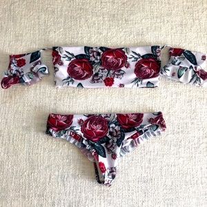 Floral Rose Pattern Bikini Set